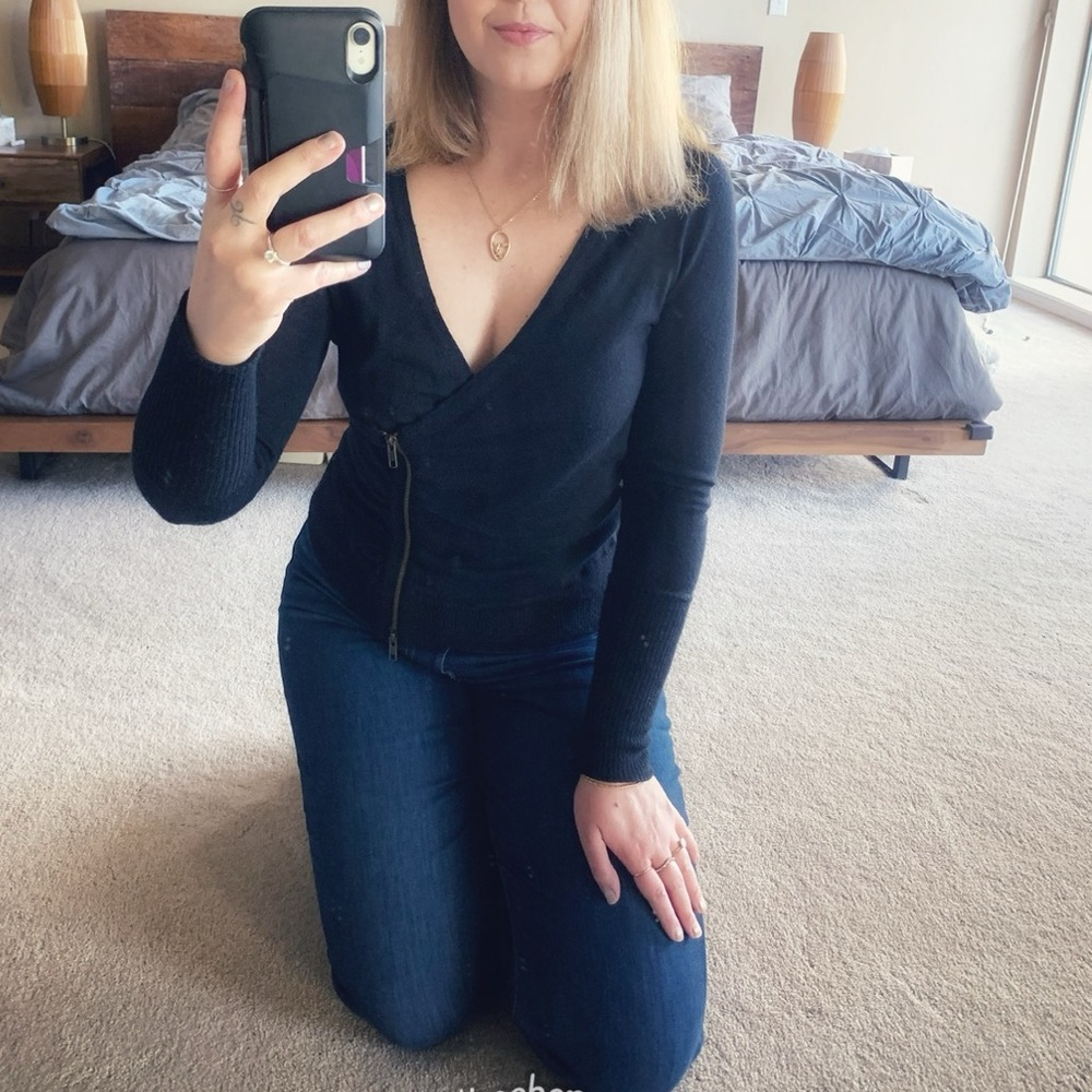 J.Crew Black Wool Zipper Cardigan Sweater - Picture 2 of 10